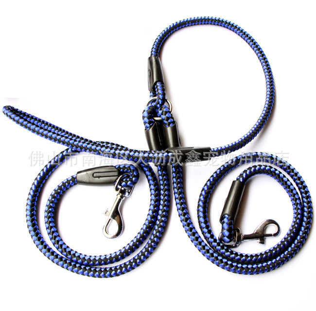 Double - Ended Traction Rope For Walking The Dog Hand - Double - Ended Traction Rope One Plus Two Leash Collar Pet Supplies Dog Collar - 0 - CJ - A Blue 1.5cm - CJJJCWGY00201 - A Blue 1.5cm