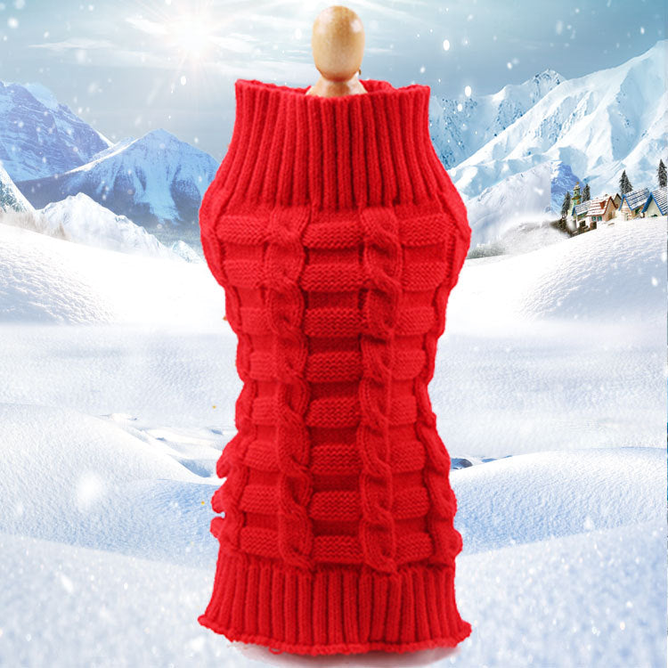 Cashmere Twisted Rope Pet Sweater, Dog Clothes, Pet Products - 0 - CJ - Red - XS - CJGD115087725YB