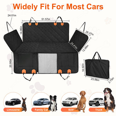1Pc Dog Car Seat Cover For Back Seat Waterproof Oxford Cloth Seat Cover Hammock Non - Slip Scratchproof Back Seat Extender With Side Flap Mesh Window Storage Bag For Car SUV Truck - 5 - CJ