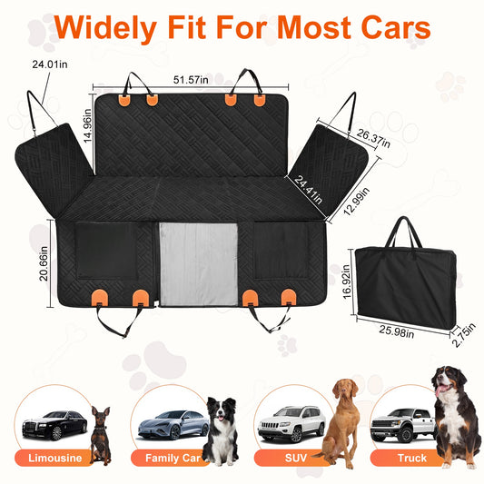 1Pc Dog Car Seat Cover For Back Seat Waterproof Oxford Cloth Seat Cover Hammock Non - Slip Scratchproof Back Seat Extender With Side Flap Mesh Window Storage Bag For Car SUV Truck - 5 - CJ