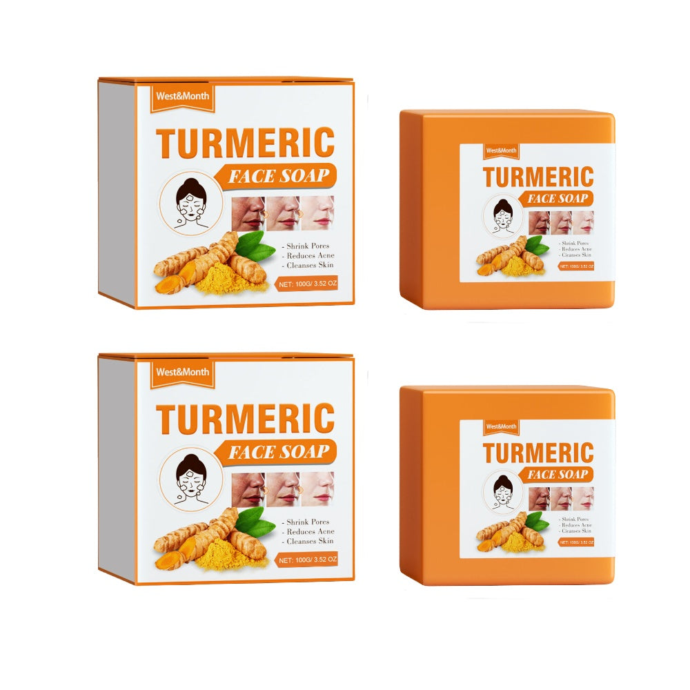 West&Month Turmeric Face Soap Facial Repair Gentle Cleansing Blemish Reducing Fine Lines Cleansing Soap - 5 - cjdropshipping