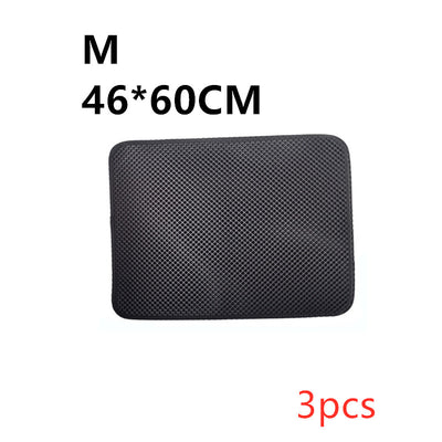 Double Layer Litter Cat Bed Pads Pet Cat Litter Mat Trapping Pets Litter Box Mat Pet Product Bed For Cats House Clean Mat - 0 - CJ - M3PC - Black - CJJJCWMY00030 - M3PC - Black