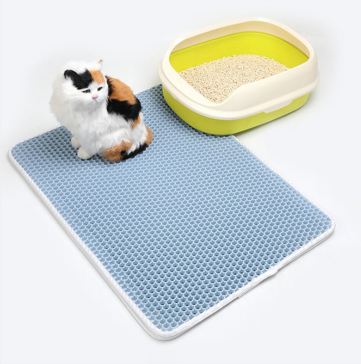 Pet Cat Litter Mat Pet Supplies EVA Double Cat Litter Mat - 0 - CJ - Light blue - L - CJJJCWMY00201 - Light blue - L