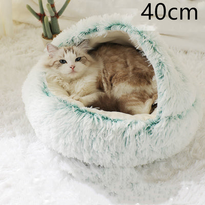 2 In 1 Dog And Cat Bed Pet Winter Bed Round Plush Warm Bed House Soft Long Plush Pets Bed Pet Products - 0 - CJ