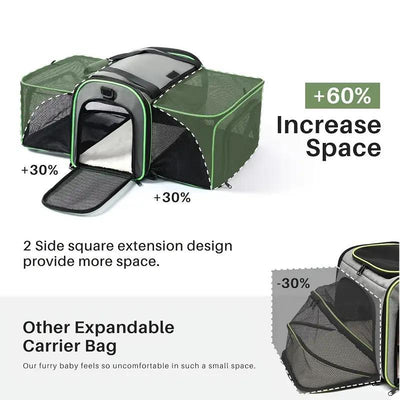 Expandable, Foldable, Portable Pet Carrier With Wheels And Six Sides For Cats And Small Dogs. - 5 - CJ