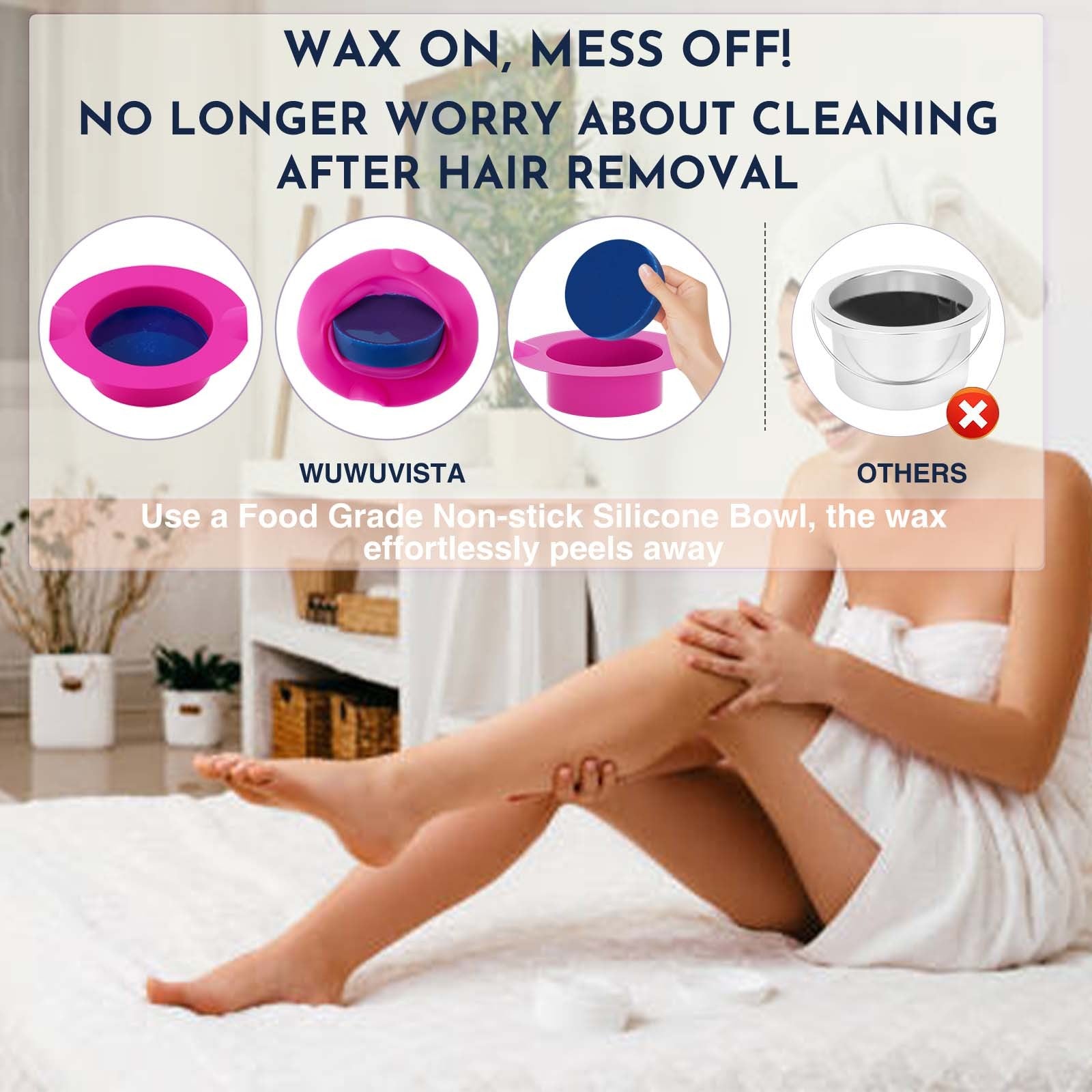 Waxing Kit WUWUVISTA 23 Items Hair Removal Wax Kit With Wax Warmer Waxing Beads For Face, Brazilian, Full Body, Bikini, Sensitiive Skin  Skin Suitable For Plugs Of American, European Specification