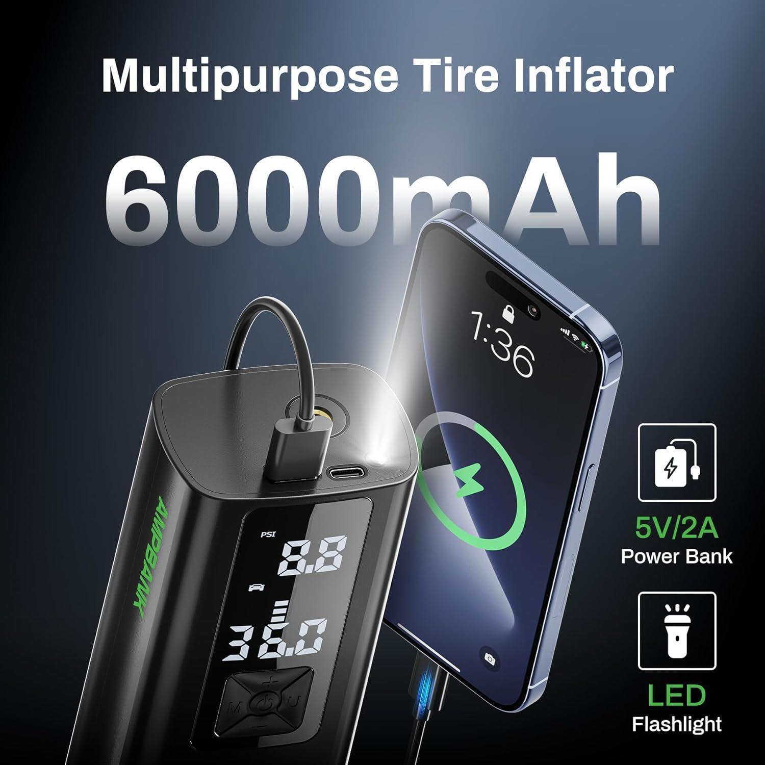 Portable Car Air Pump, Car Tire Automatic Air Pump, Lithium Battery Air Pump With Pressure Gauge And Led Screen, Suitable For Cars, Motorcycles, Bicycles, Balls - 5 - CJ
