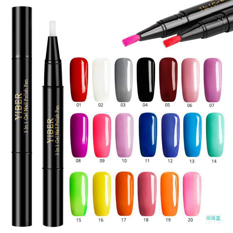 5pcs Nail Polish Pen 3 In 1 One Step Glue Pen Multicolor - 0 - CJ