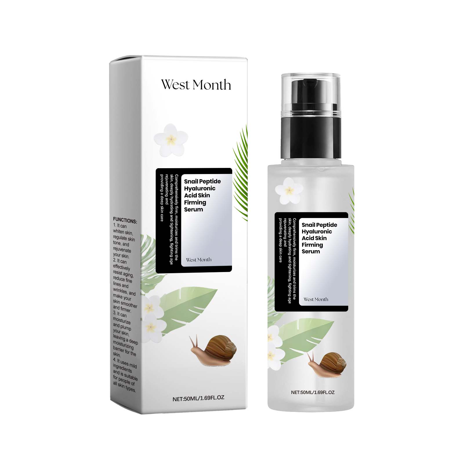 West&Month Snail Peptide Hyaluronic Acid Firming Serum Moisturizes And Tights Skin, Firming And Smoothing Skin Lines - 5 - CJ