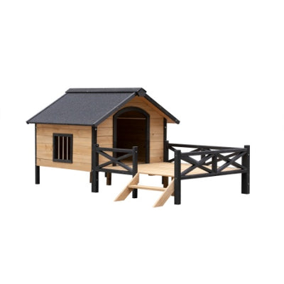 Outdoor Large Wooden Cabin House Style Wooden Dog Kennel With Porch - 5 - CJ