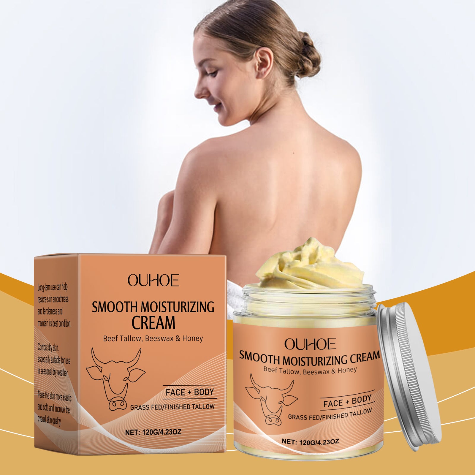 OUHOE Body Skin Smoothing Moisturizer, Moisturizing Hydrating Elastic Soft Body Care Firming Cream - 5 - CJ