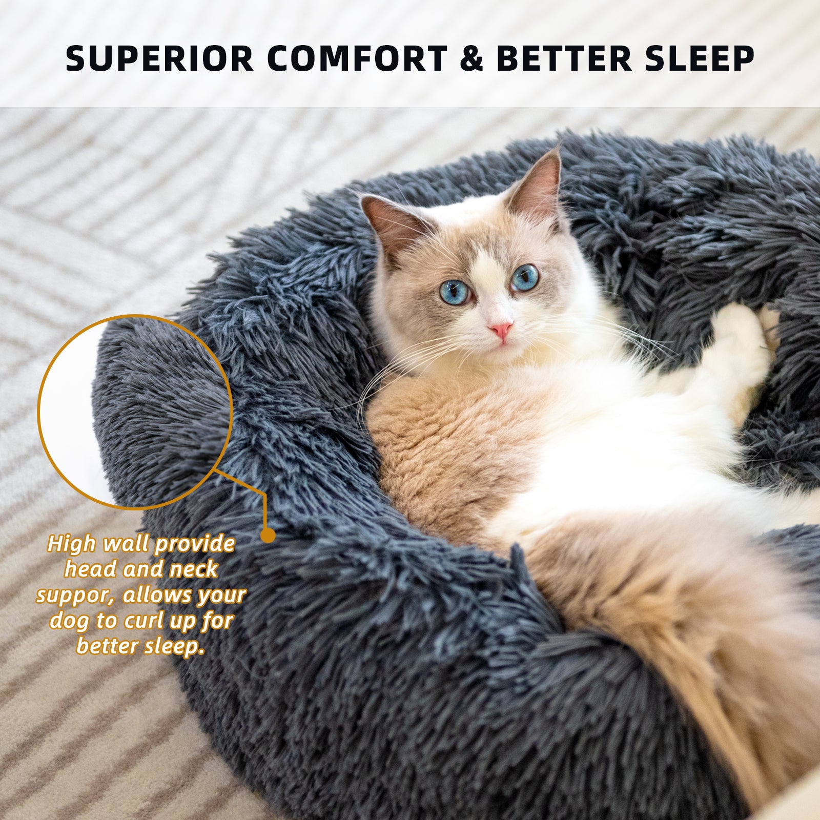 Dog Beds For Small Dogs Round Plush Cat Litter Kennel Pet Nest Mat Puppy Beds - 0 - CJ