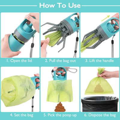 Portable Dog Poop Scooper, Sanitary Dog Waste Picker Upper With Bag Dispenser, Convenient Pet Waste Cleaner For Dog Walkers, Attachable To Dog Leash, Harness Or Waist - 5 - CJ