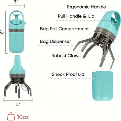 Portable Dog Poop Scooper, Sanitary Dog Waste Picker Upper With Bag Dispenser, Convenient Pet Waste Cleaner For Dog Walkers, Attachable To Dog Leash, Harness Or Waist - 5 - CJ