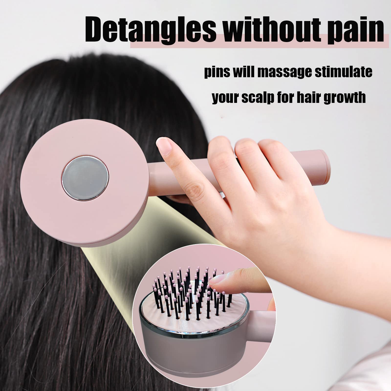 One - key Self - cleaning Hair Brush For Women Curly Hair Brush  Anti - Static Airbag Massage Comb  Airbag Massage Scalp Comb Professional Detangling One - key Self - cleaning - 5 - CJ