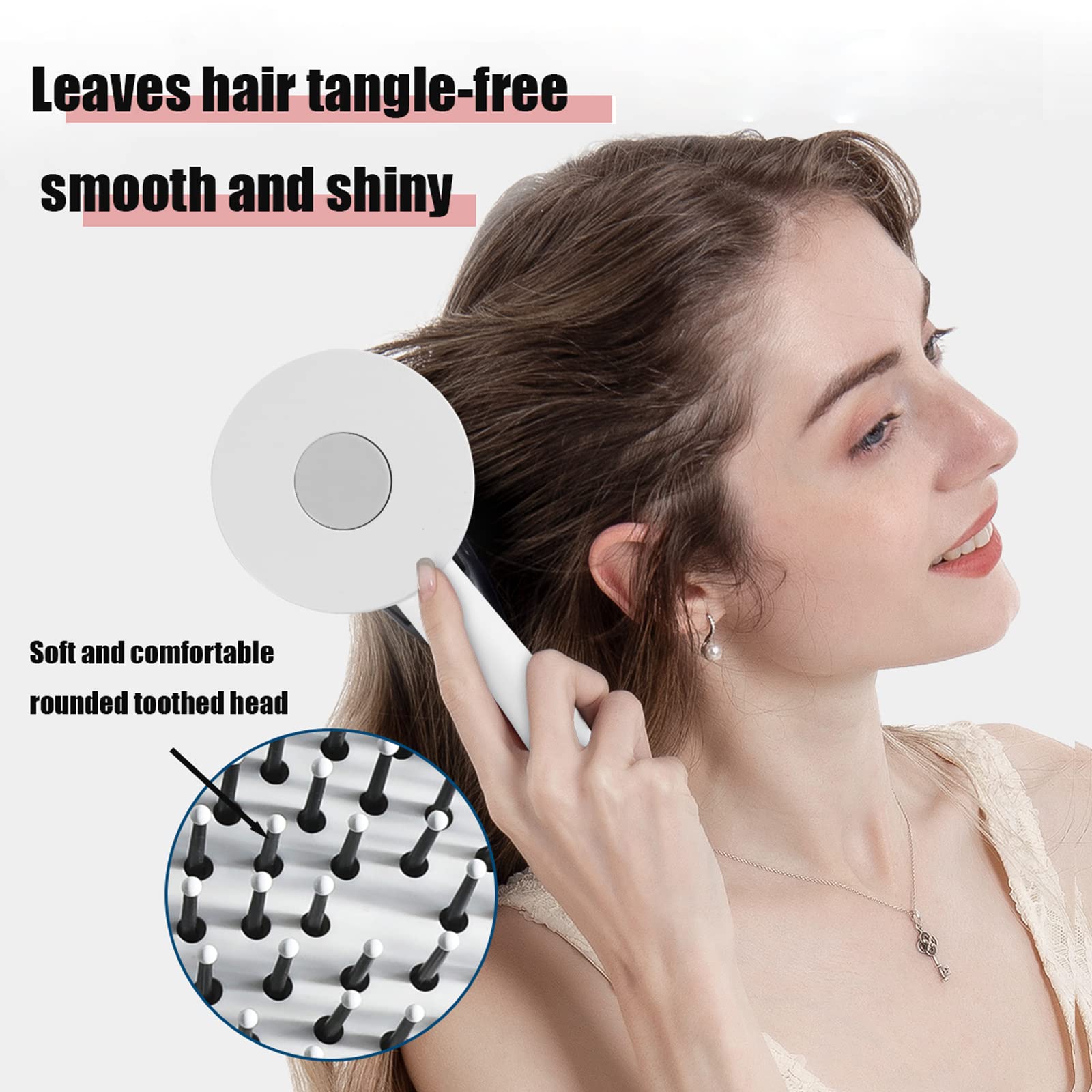 One - key Self - cleaning Hair Brush For Women Curly Hair Brush  Anti - Static Airbag Massage Comb  Airbag Massage Scalp Comb Professional Detangling One - key Self - cleaning - 5 - CJ