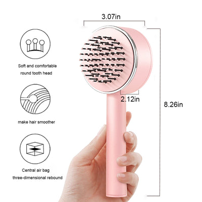 One - key Self - cleaning Hair Brush For Women Curly Hair Brush  Anti - Static Airbag Massage Comb  Airbag Massage Scalp Comb Professional Detangling One - key Self - cleaning - 5 - CJ