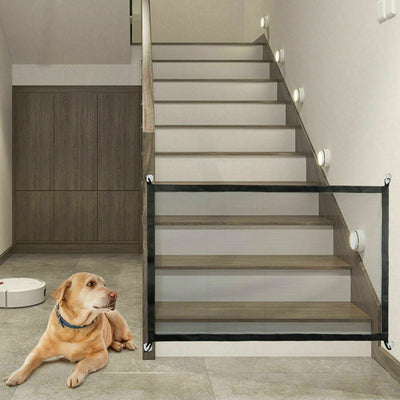 Pets Dog Cat Baby Safety Gate Mesh Fence Magic Portable Guard Net Stairs Doors - 5 - CJ