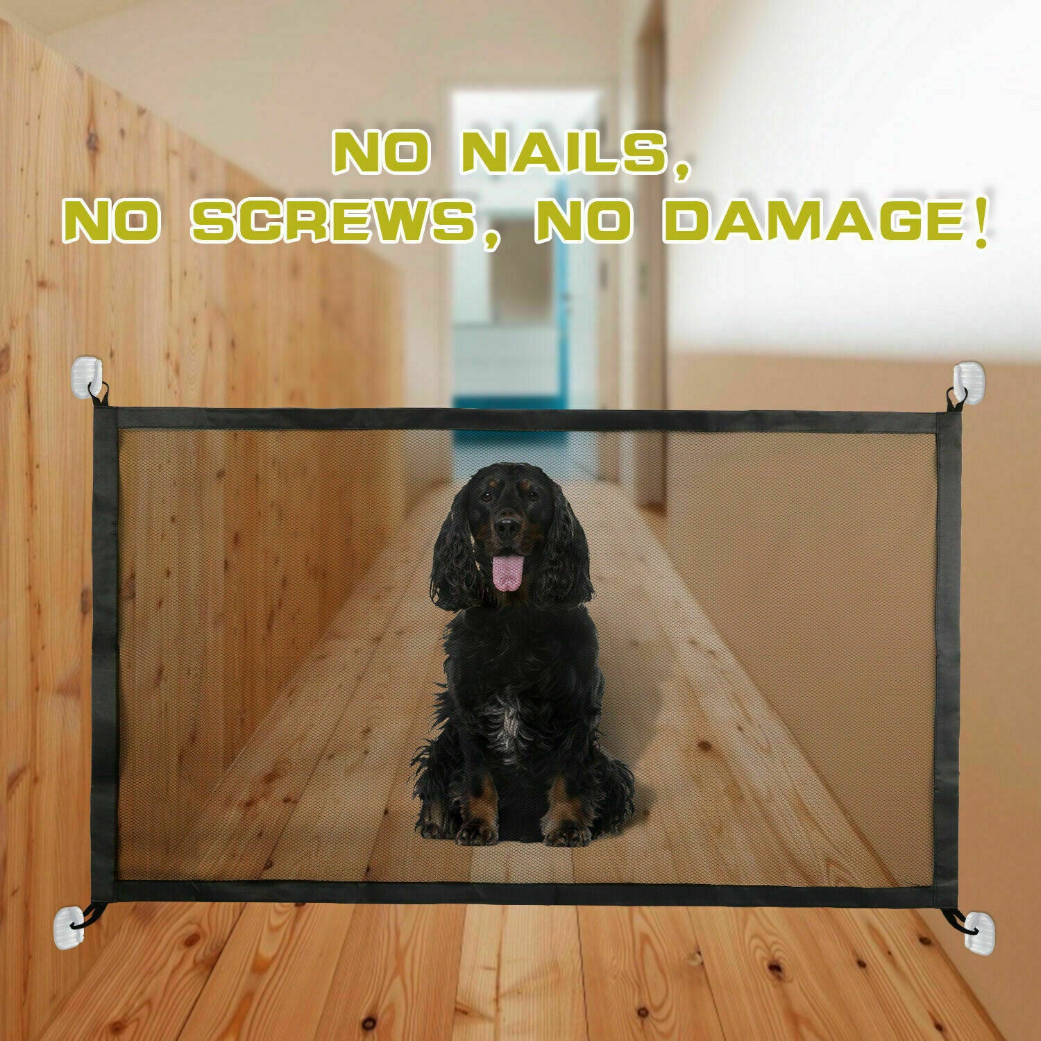 Pets Dog Cat Baby Safety Gate Mesh Fence Magic Portable Guard Net Stairs Doors - 5 - CJ