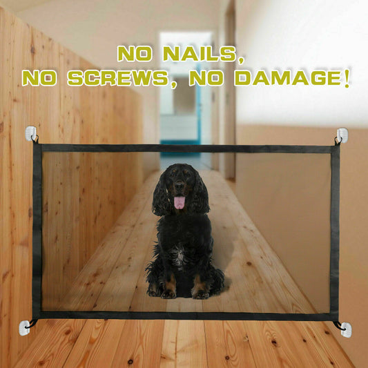 Pets Dog Cat Baby Safety Gate Mesh Fence Magic Portable Guard Net Stairs Doors - 5 - CJ