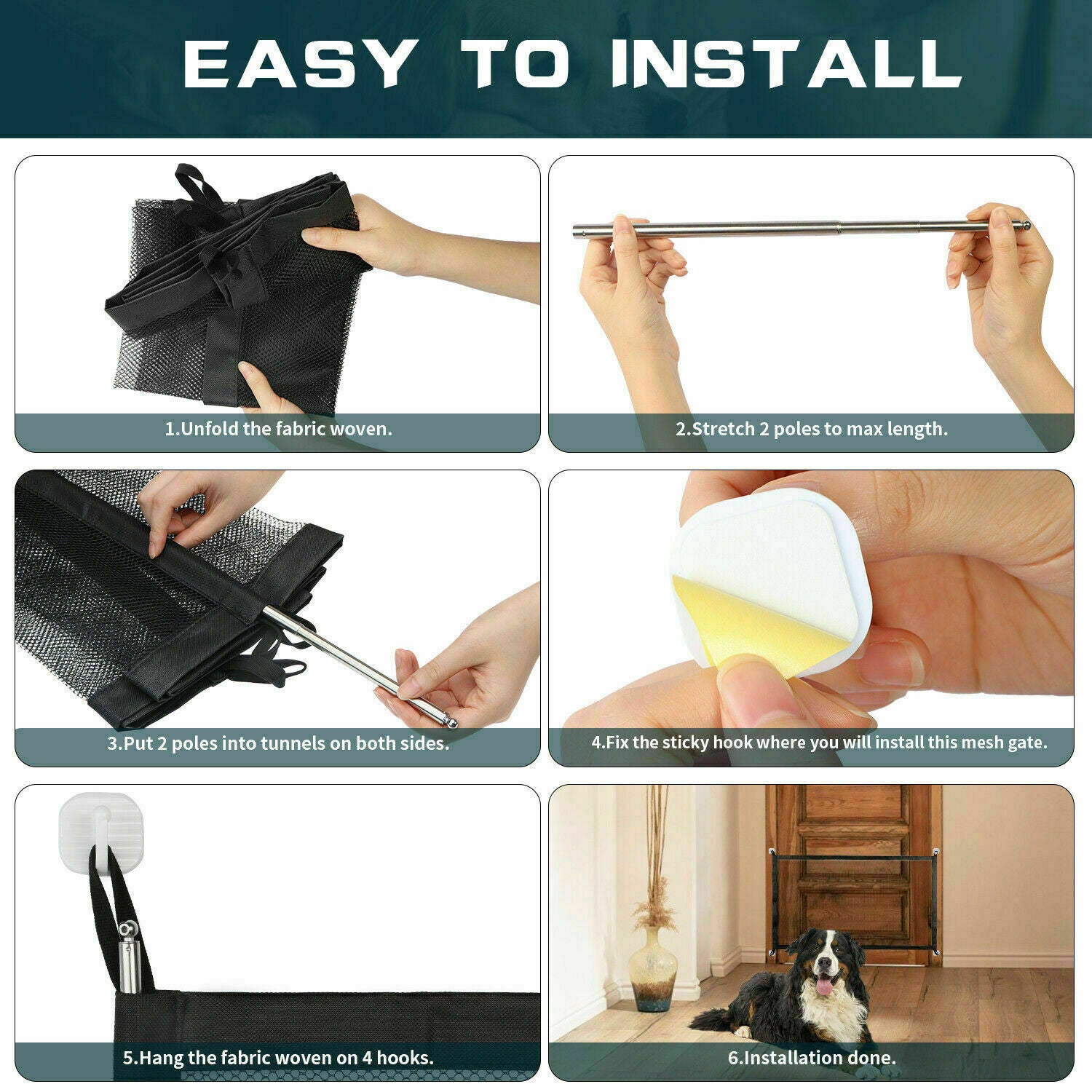 Pets Dog Cat New Safety Gate Mesh Fence Magic Portable Guard Net Stairs Doors