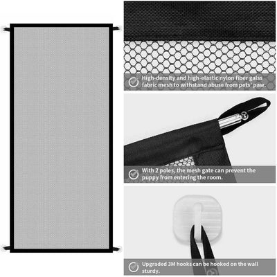 Pets Dog Cat Baby Safety Gate Mesh Fence Magic Portable Guard Net Stairs Doors - 5 - CJ
