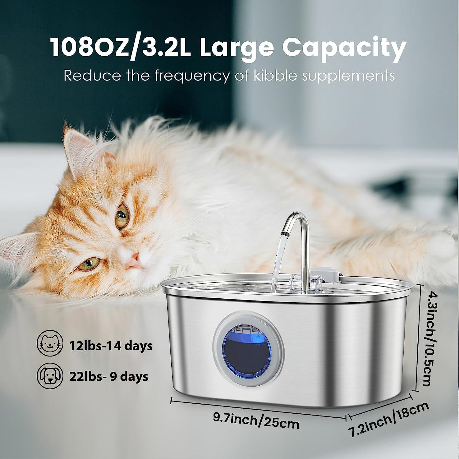 Water Feeder Stainless Steel Pet Water Dispenser - 0 - CJ