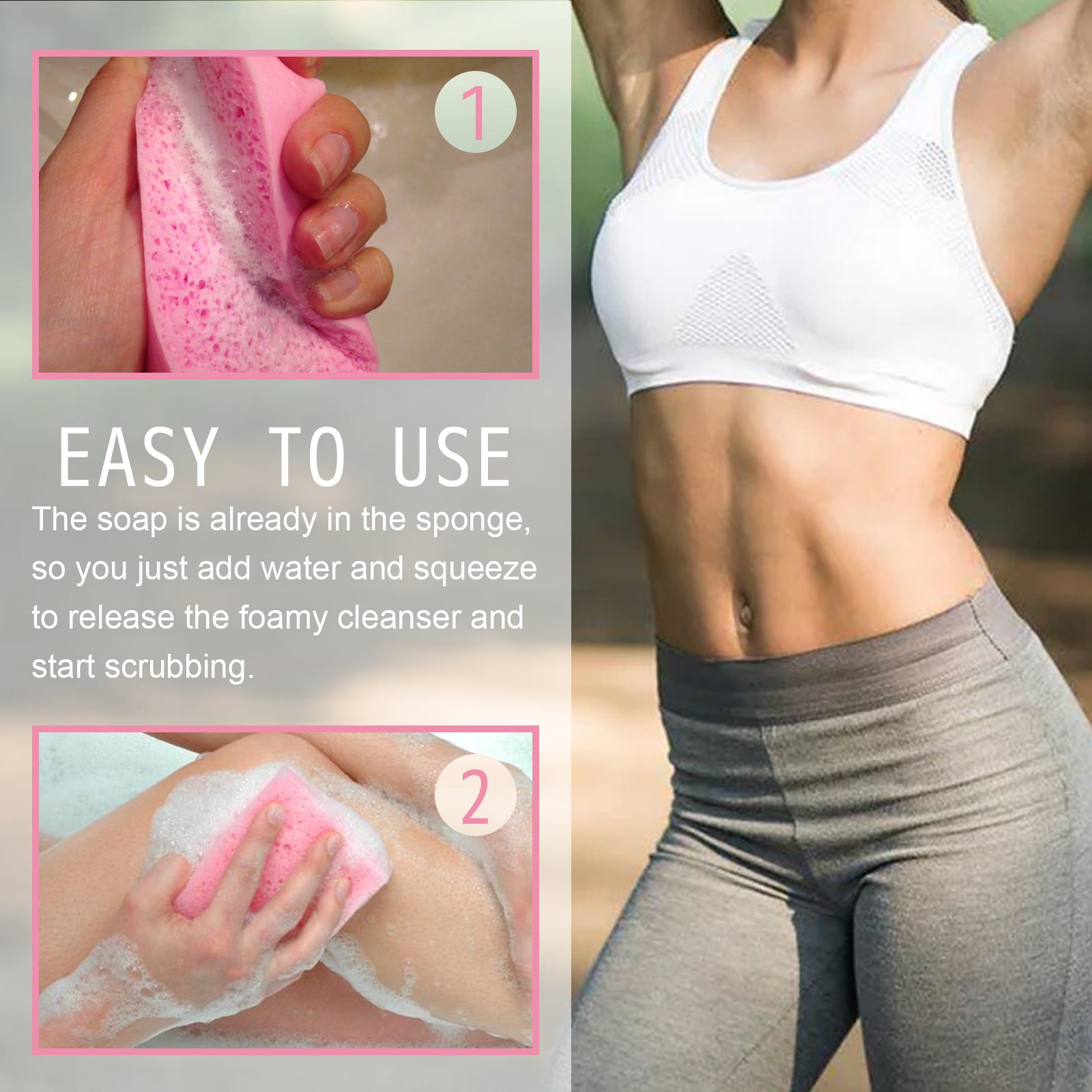 EELHOE Aromatherapy Body Sponge, Firming Skin Belly Calf Arm Toning Body Cleansing Bath Sponge - 5 - CJ