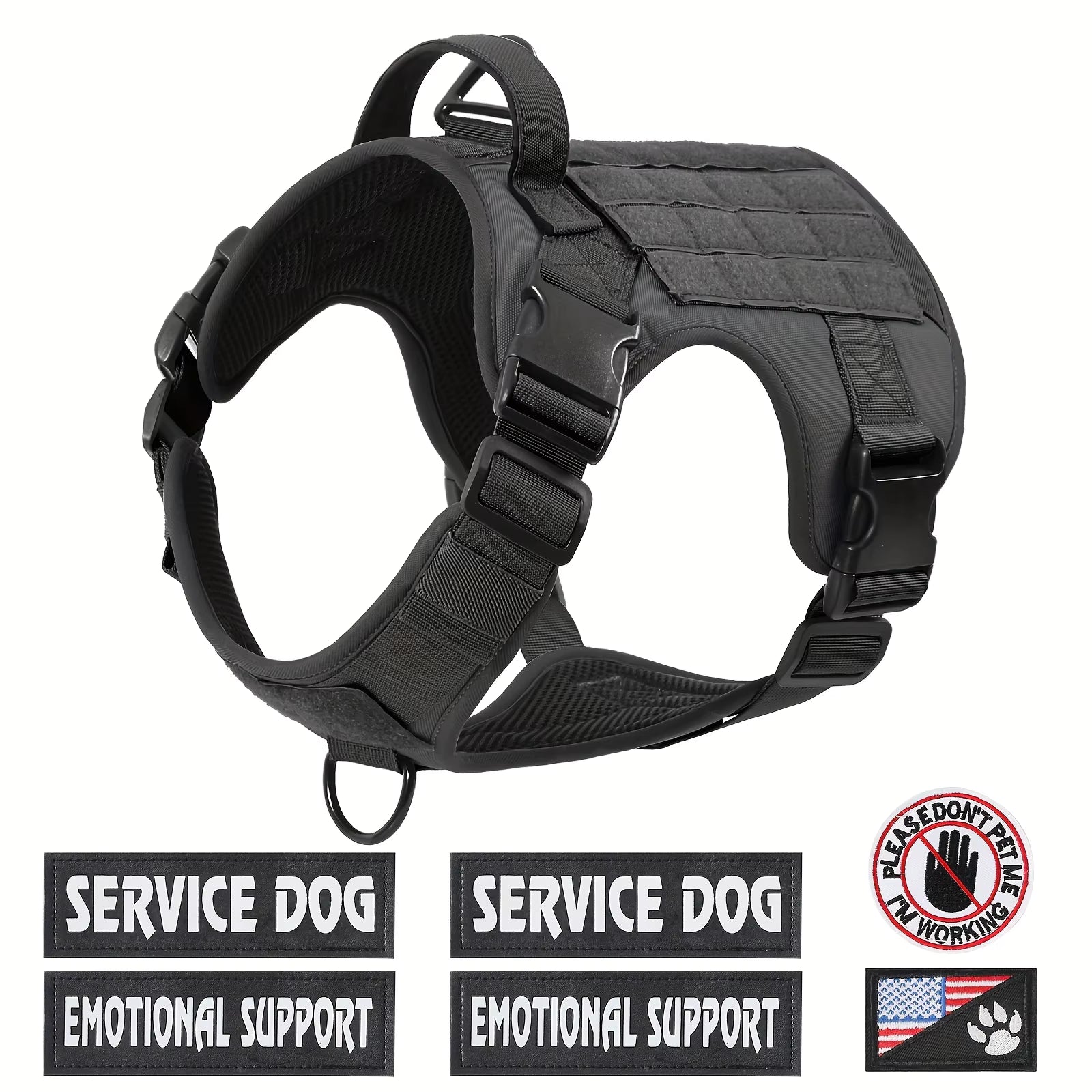 American Local Tactical Pet Boobs Service Dog Harness Vest Adjustable Reflective Dog Harness Metal Buckle Hiking Training - 5 - CJ