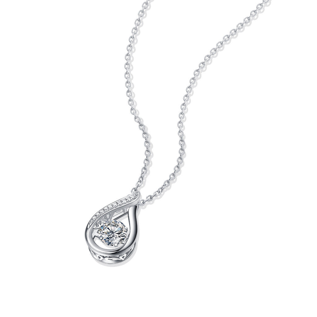 Smart Drop Luxury Fashion Diamond Pendant Necklace Set With Mosan Diamond Silver Ornaments