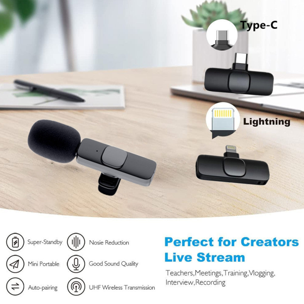 Wireless Lavalier Microphone Portable Audio Video Recording Mini Mic For I Phone Android Long Battery Life Live Broadcast Gaming - 5 - CJ