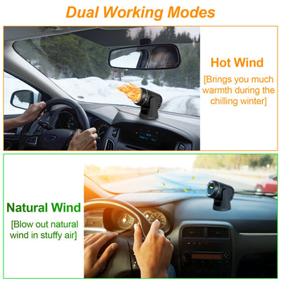 24V 160W Or 12V 120W Portable Car Heater 2 In 1 Heating Cooling Fan Rotatable Demister Defroster With 4.92ft Cord - 5.0 - CJ