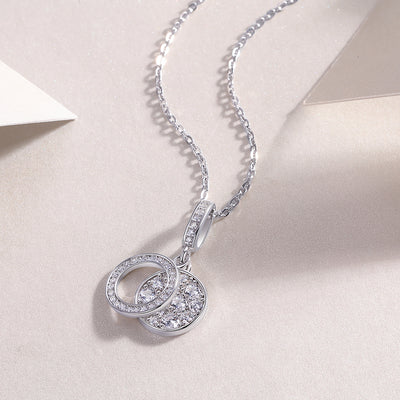 1Double Ring Combination - A Fashionable And Luxurious Diamond Jewelry Piece Set With Moissanite S925 Sterling Silver And Platinum - plated Pendant Prohibit TikTok sales - 5 - cj