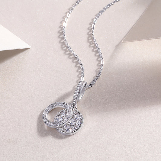 1Double Ring Combination - A Fashionable And Luxurious Diamond Jewelry Piece Set With Moissanite S925 Sterling Silver And Platinum - plated Pendant Prohibit TikTok sales - 5 - cj