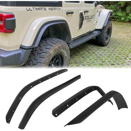Fenders Front And Rear Fenders Compatible With 2018 - 2024 Je Ep Wrangler JL And JLU Unlimited Rubicon, Off - Road Wheel Fender Liner Set 4 Pcs Only Fit High Clearance Fender Flares,Not For 4XE - 5 - CJ