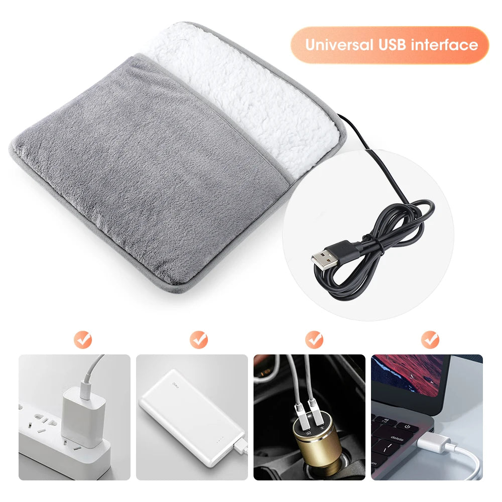 Winter Electric Foot Heating Pad USB Charging Soft Plush Washable Foot Warmer Heater Improve Sleeping Household Foot Warming Mat Electric Foot Warmer With Dual - Sided Heating Elements - 5 - CJ