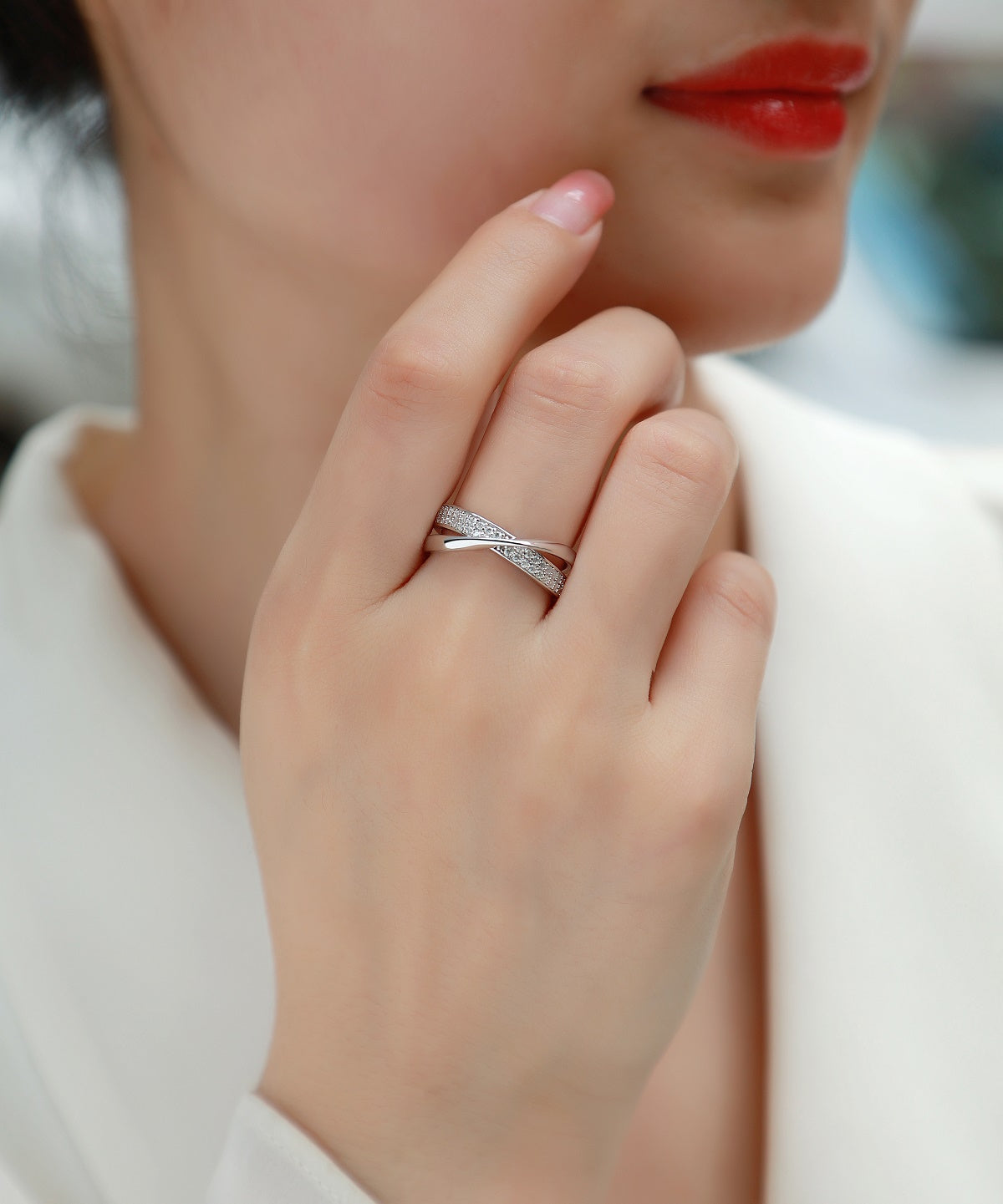 1Wrap Around The Diamond Ring Luxury Fashion Set Moissanite Silver Ring Prohibit TikTok sales - 5 - CJ