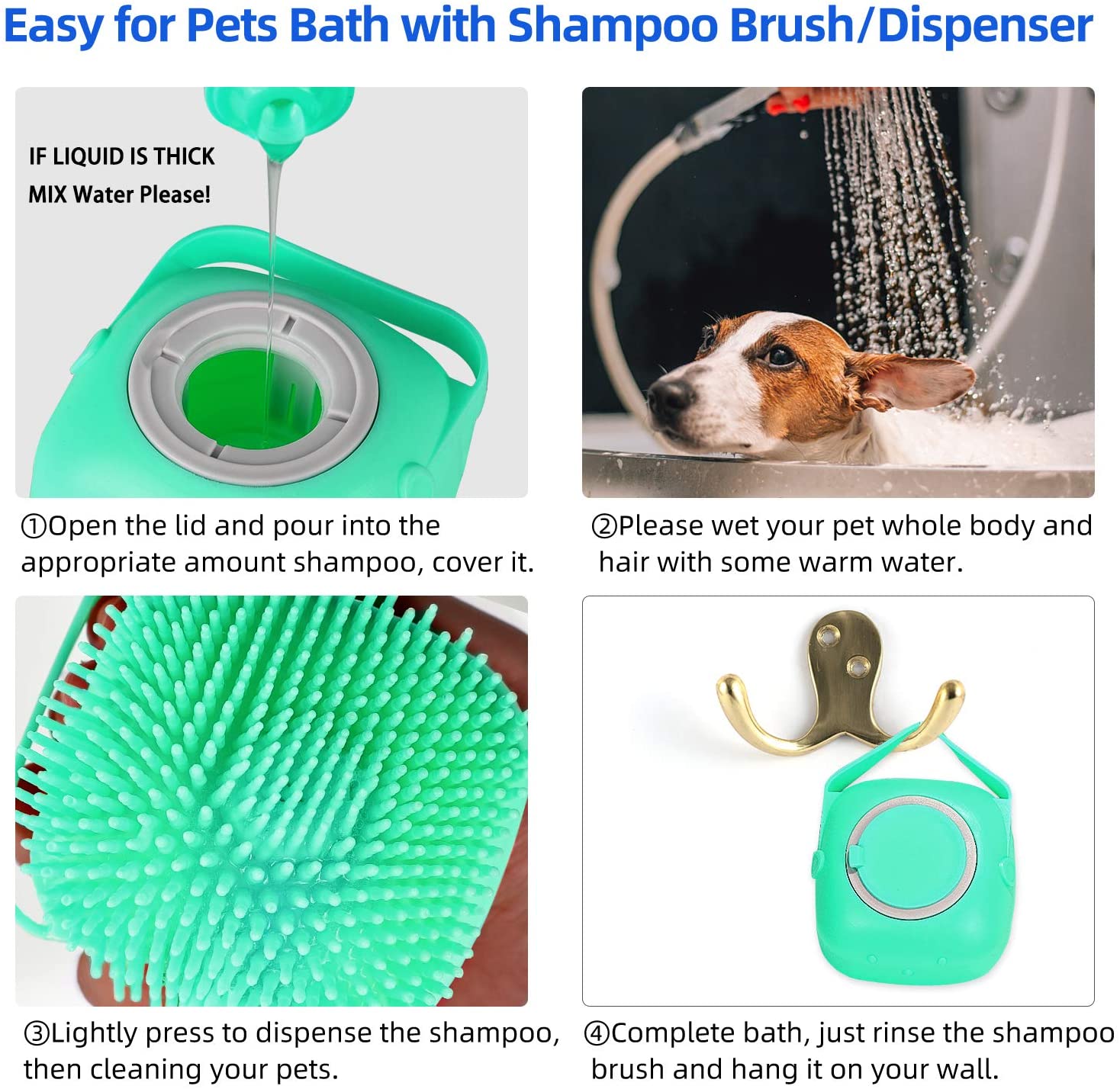 Pet Dog Shampoo Massager Brush Cat Massage Comb Grooming Scrubber Shower Brush For Bathing Short Hair Soft Silicone Brushes - 5 - CJ