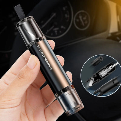 2 - in - 1 Car Safety Hammer Window Glass Breaker Seat Belt Cutter High Hardness Tungsten Steel Emergency Rescue Tool With Base - 5 - CJ