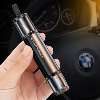 2 - in - 1 Car Safety Hammer Window Glass Breaker Seat Belt Cutter High Hardness Tungsten Steel Emergency Rescue Tool With Base - 5 - CJ