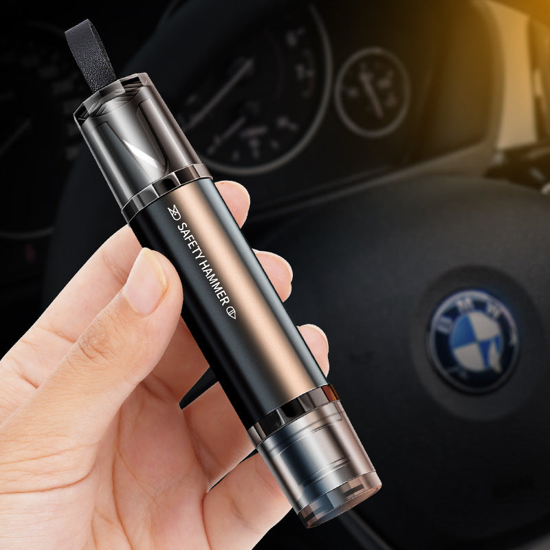 2 - in - 1 Car Safety Hammer Window Glass Breaker Seat Belt Cutter High Hardness Tungsten Steel Emergency Rescue Tool With Base - 5 - CJ