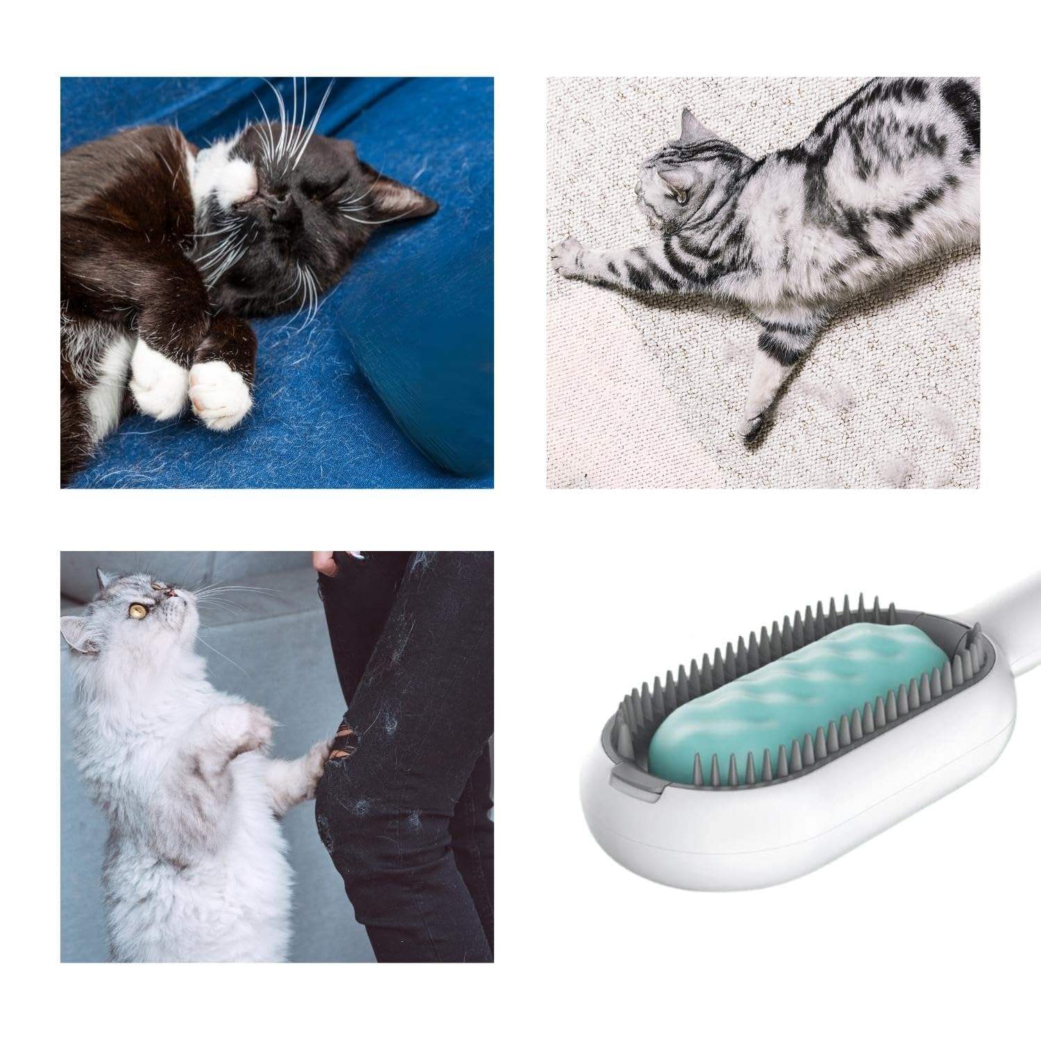 Cat Hair Brush With Water, Sticky Brush For Cats, 4 In - 1 Cat Grooming Brush Creative Update Cat Dog Grooming Comb With Water Tank Double - Sided Hair Removal Brush Kitten Pet Supplies Accessories - 5 - CJ
