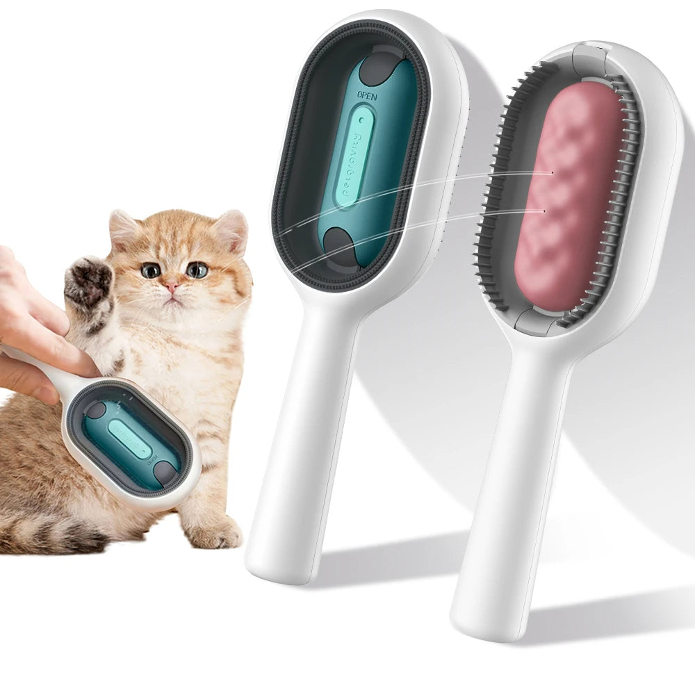 Cat Hair Brush With Water, Sticky Brush For Cats, 4 In - 1 Cat Grooming Brush Creative Update Cat Dog Grooming Comb With Water Tank Double - Sided Hair Removal Brush Kitten Pet Supplies Accessories - 5 - CJ