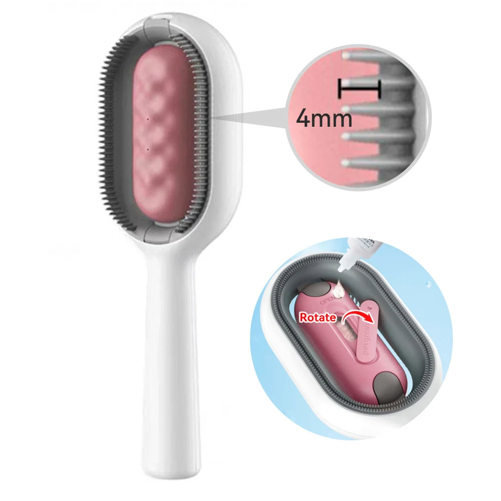Cat Hair Brush With Water, Sticky Brush For Cats, 4 In - 1 Cat Grooming Brush Creative Update Cat Dog Grooming Comb With Water Tank Double - Sided Hair Removal Brush Kitten Pet Supplies Accessories - 5 - CJ