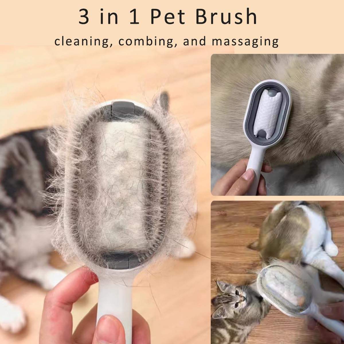 Cat Hair Brush With Water, Sticky Brush For Cats, 4 In - 1 Cat Grooming Brush Creative Update Cat Dog Grooming Comb With Water Tank Double - Sided Hair Removal Brush Kitten Pet Supplies Accessories - 5 - CJ