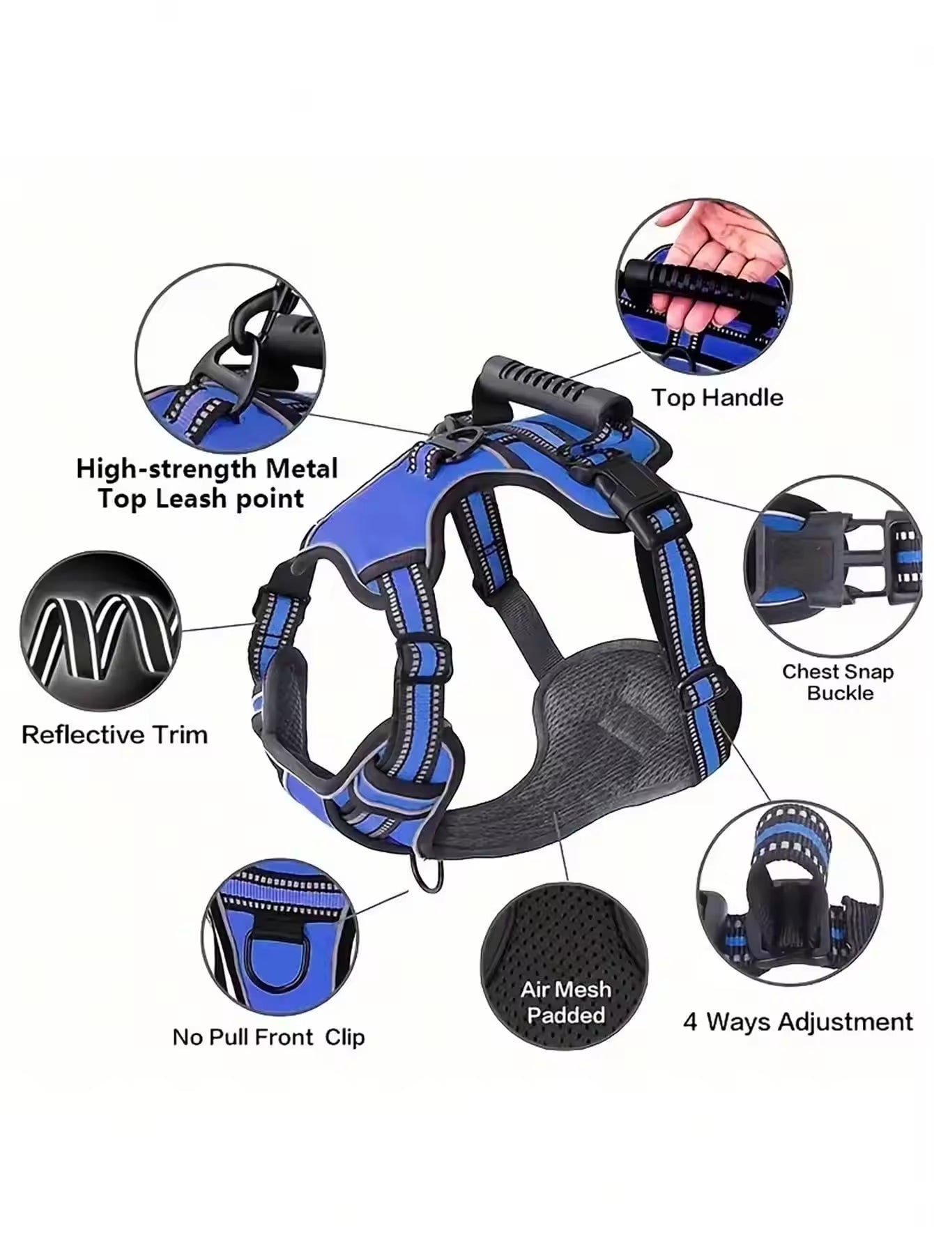 Tactical Service Dog Harness Strap Set, Car Seat Belt, Collapsible Bowl, Biodegradable Trash Bag Set For Dogs - 5 - CJ