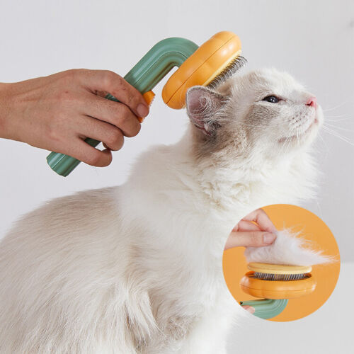Pet Pumpkin Brush, Pet Grooming Self Cleaning Slicker Brush For Dogs Cats Puppy Rabbit, Cat Brush Grooming Gently Removes Loose Undercoat, Mats Tangled Hair Slicker Brush - 5 - CJ