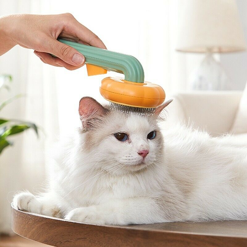 Pet Pumpkin Brush, Pet Grooming Self Cleaning Slicker Brush For Dogs Cats Puppy Rabbit, Cat Brush Grooming Gently Removes Loose Undercoat, Mats Tangled Hair Slicker Brush - 5 - CJ