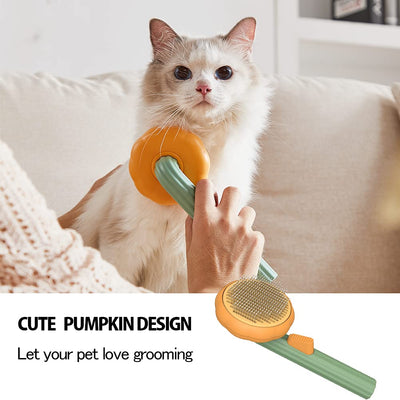 Pet Pumpkin Brush, Pet Grooming Self Cleaning Slicker Brush For Dogs Cats Puppy Rabbit, Cat Brush Grooming Gently Removes Loose Undercoat, Mats Tangled Hair Slicker Brush - 5 - CJ