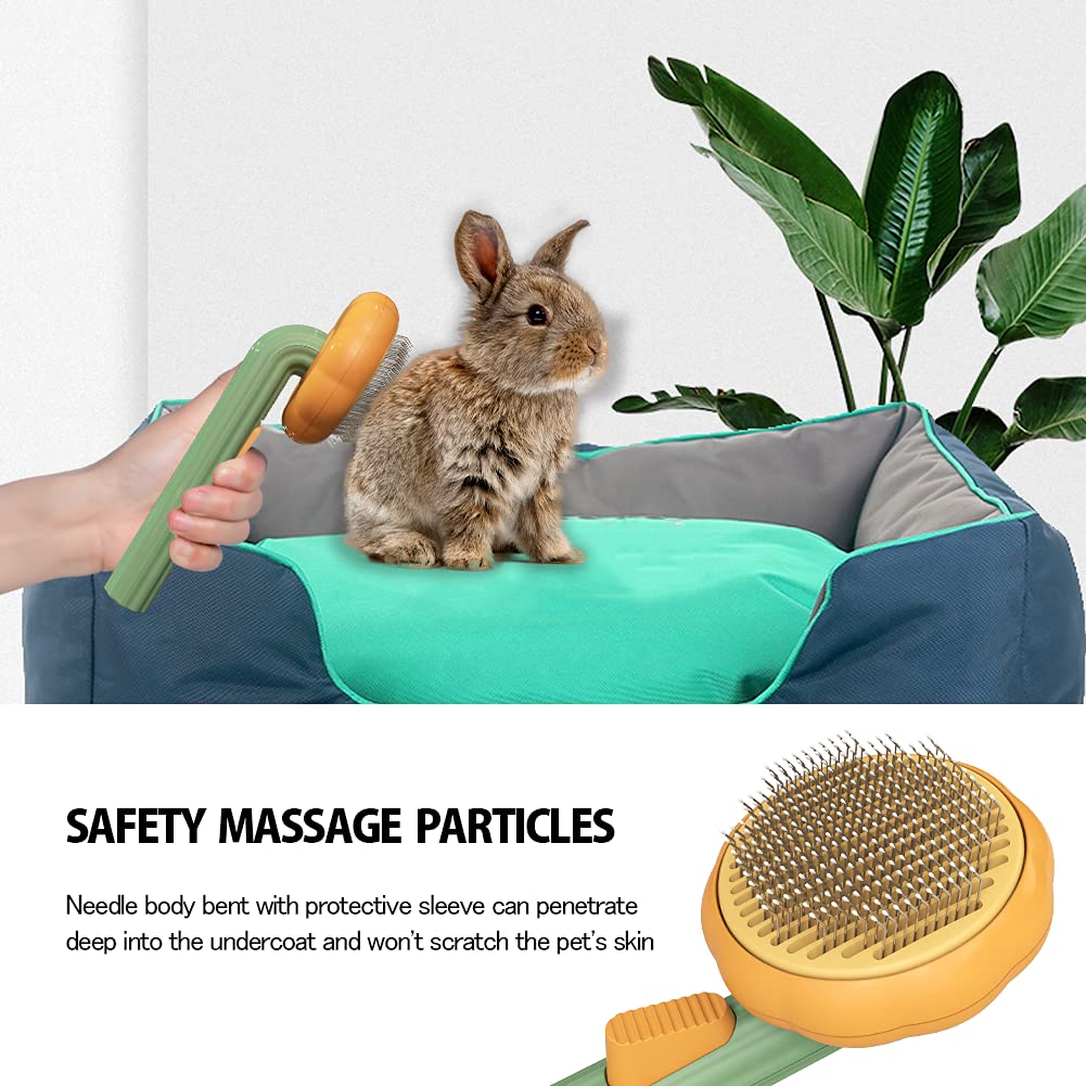 Pet Pumpkin Brush, Pet Grooming Self Cleaning Slicker Brush For Dogs Cats Puppy Rabbit, Cat Brush Grooming Gently Removes Loose Undercoat, Mats Tangled Hair Slicker Brush - 5 - CJ